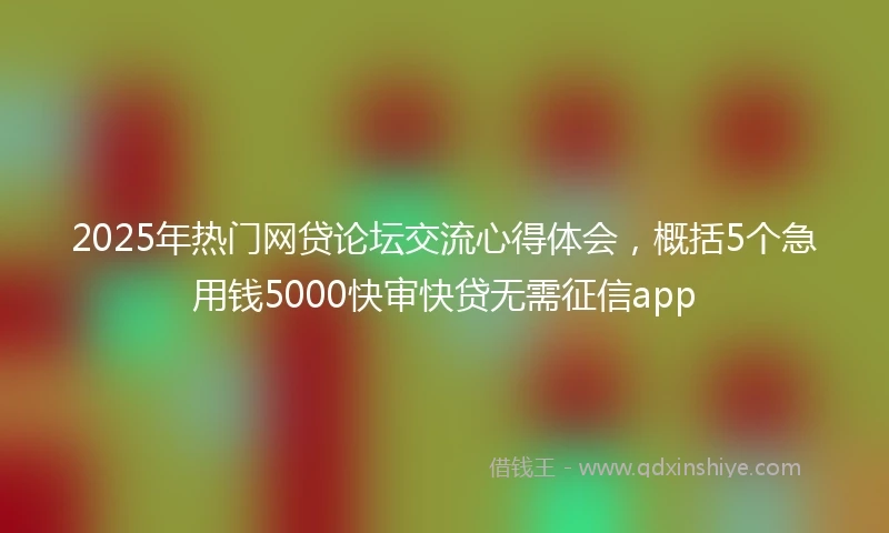 2025年热门网贷论坛交流心得体会，概括5个急用钱5000快审快贷无需征信app