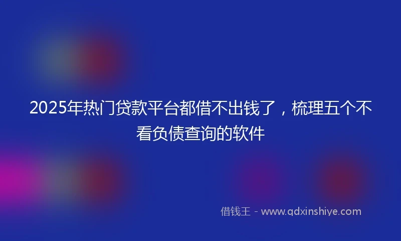 2025年热门贷款平台都借不出钱了，梳理五个不看负债查询的软件