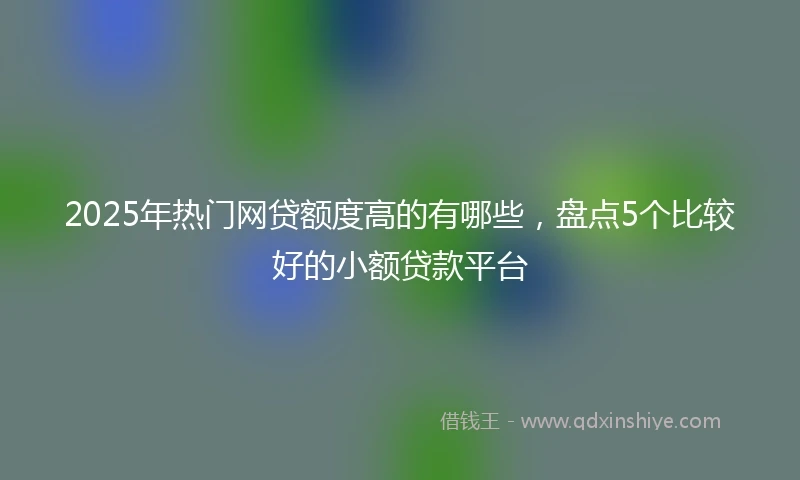 2025年热门网贷额度高的有哪些，盘点5个比较好的小额贷款平台