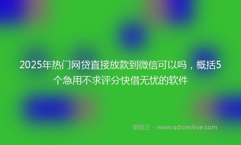 2025年热门网贷直接放款到微信可以吗，概括5个急用不求评分快借无忧的软件