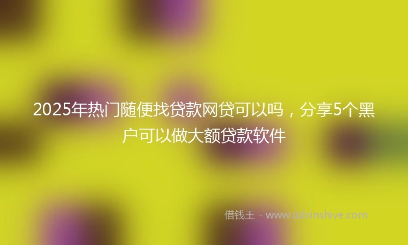 2025年热门随便找贷款网贷可以吗，分享5个黑户可以做大额贷款软件