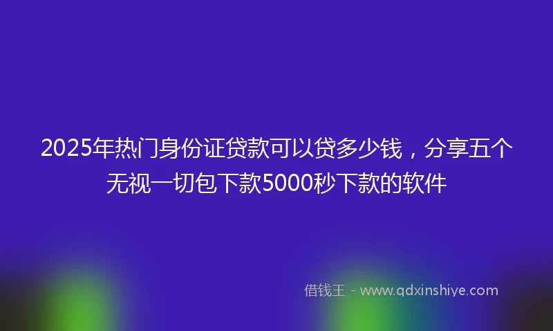 2025年热门身份证贷款可以贷多少钱，分享五个无视一切包下款5000秒下款的软件