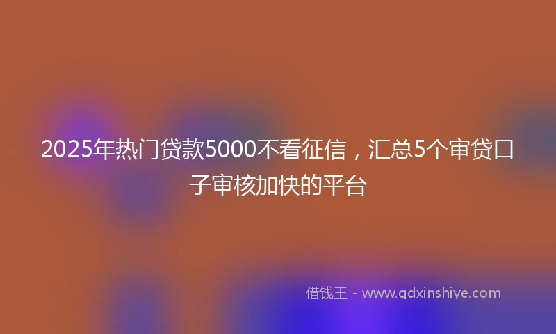 2025年热门贷款5000不看征信，汇总5个审贷口子审核加快的平台
