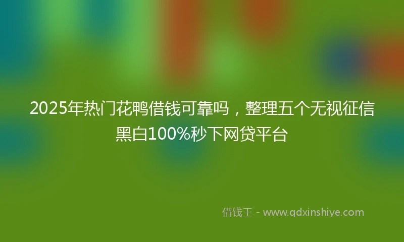 2025年热门花鸭借钱可靠吗，整理五个无视征信黑白100%秒下网贷平台