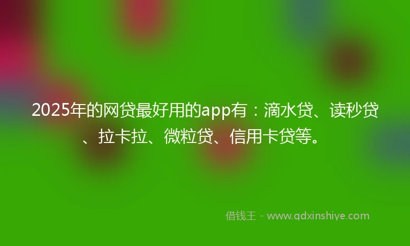 2025年的网贷最好用的app有：滴水贷、读秒贷、拉卡拉、微粒贷、信用卡贷等。