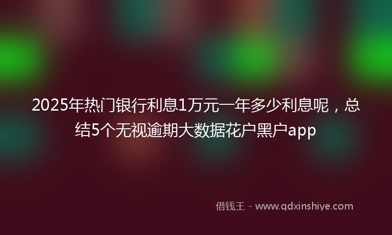 2025年热门银行利息1万元一年多少利息呢，总结5个无视逾期大数据花户黑户app