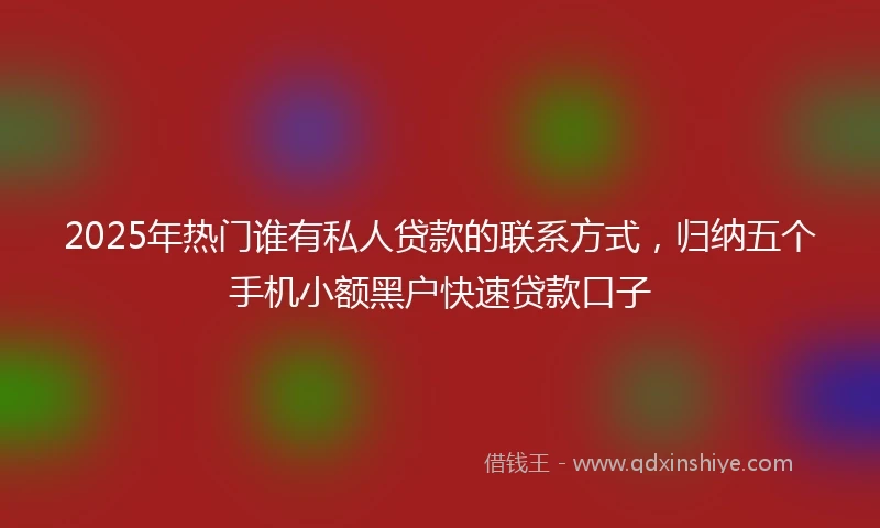 2025年热门谁有私人贷款的联系方式，归纳五个手机小额黑户快速贷款口子
