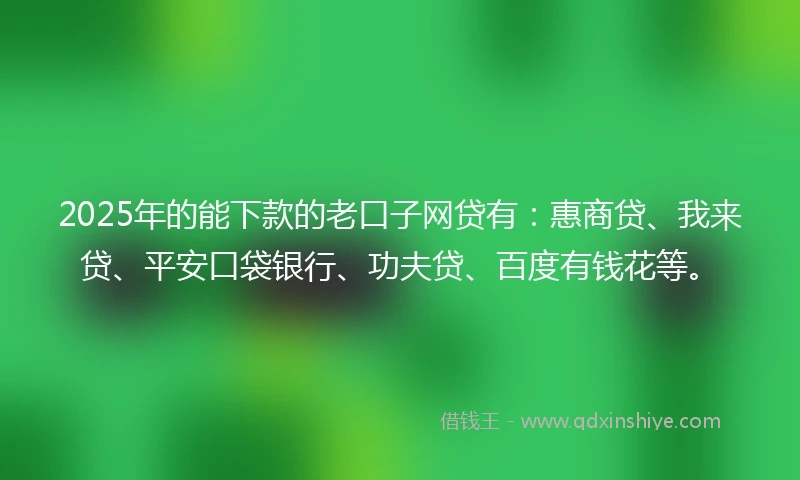2025年的能下款的老口子网贷有：惠商贷、我来贷、平安口袋银行、功夫贷、百度有钱花等。