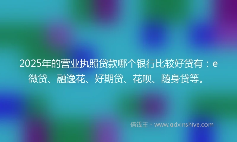 2025年的营业执照贷款哪个银行比较好贷有：e微贷、融逸花、好期贷、花呗、随身贷等。
