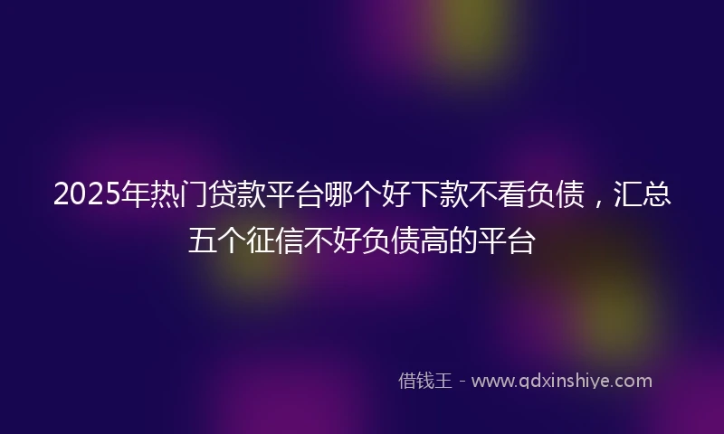 2025年热门贷款平台哪个好下款不看负债，汇总五个征信不好负债高的平台