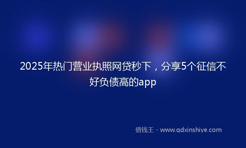 2025年热门营业执照网贷秒下，分享5个征信不好负债高的app