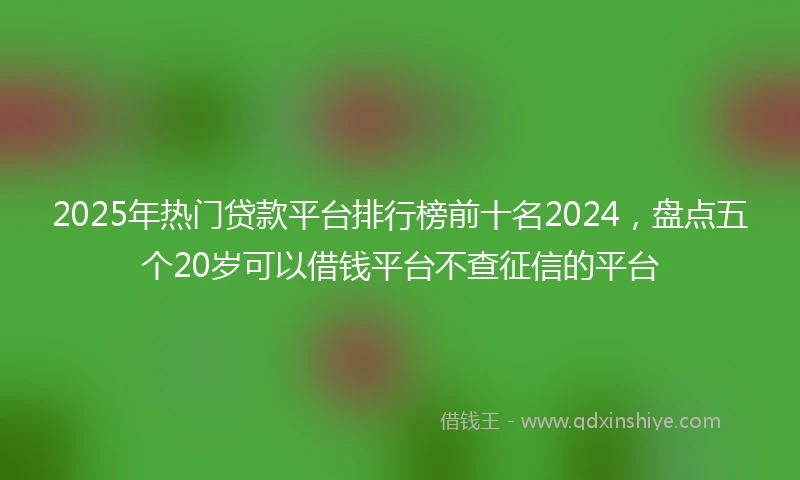 2025年热门贷款平台排行榜前十名2024，盘点五个20岁可以借钱平台不查征信的平台