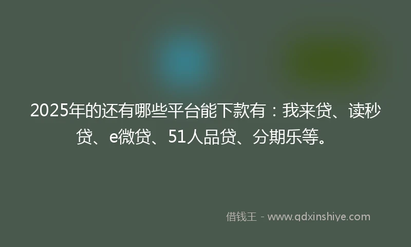 2025年的还有哪些平台能下款有：我来贷、读秒贷、e微贷、51人品贷、分期乐等。
