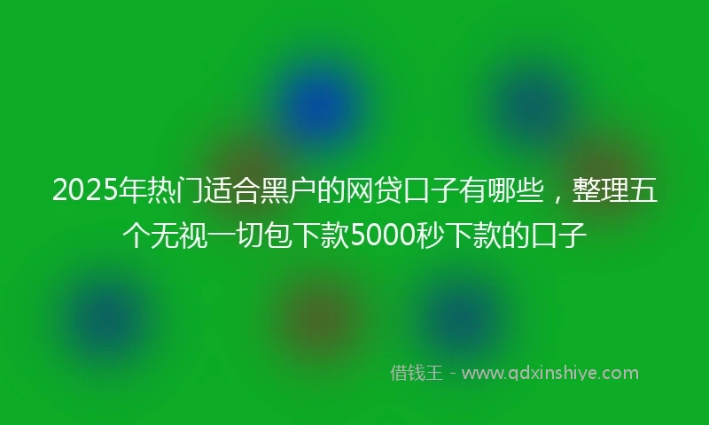 2025年热门适合黑户的网贷口子有哪些，整理五个无视一切包下款5000秒下款的口子