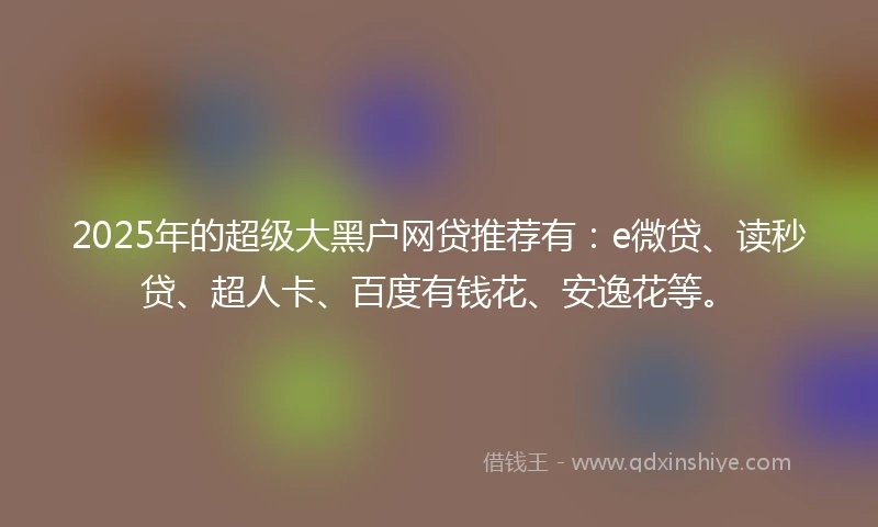 2025年的超级大黑户网贷推荐有：e微贷、读秒贷、超人卡、百度有钱花、安逸花等。