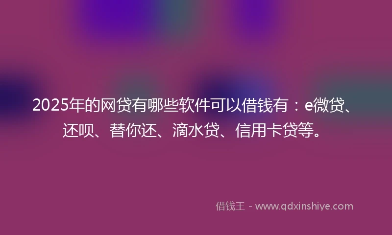 2025年的网贷有哪些软件可以借钱有：e微贷、还呗、替你还、滴水贷、信用卡贷等。
