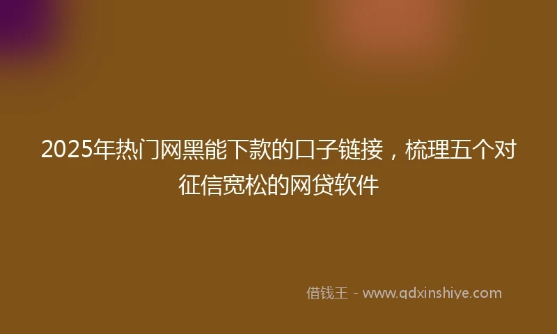 2025年热门网黑能下款的口子链接，梳理五个对征信宽松的网贷软件