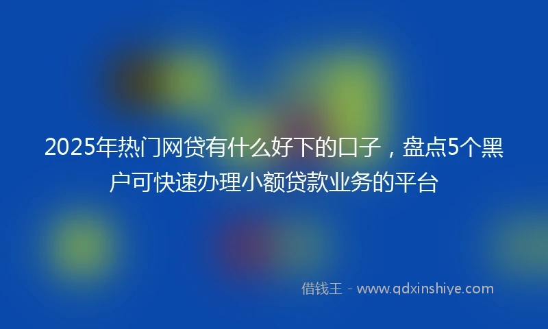 2025年热门网贷有什么好下的口子，盘点5个黑户可快速办理小额贷款业务的平台