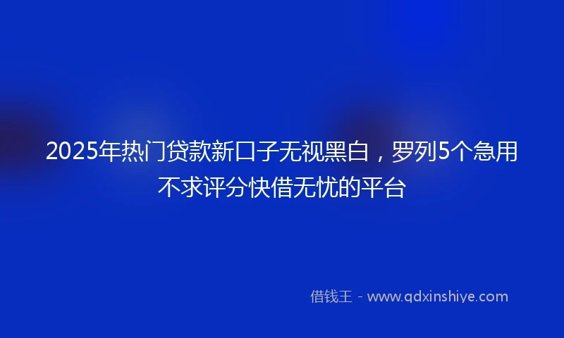 2025年热门贷款新口子无视黑白，罗列5个急用不求评分快借无忧的平台