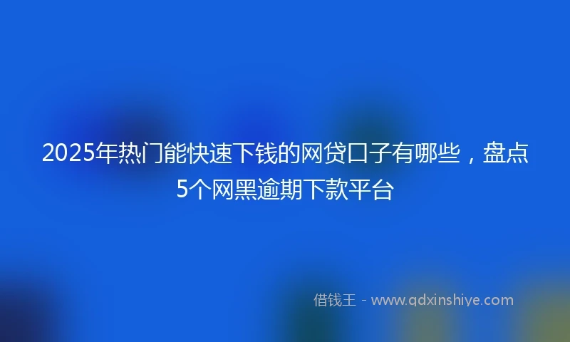 2025年热门能快速下钱的网贷口子有哪些，盘点5个网黑逾期下款平台