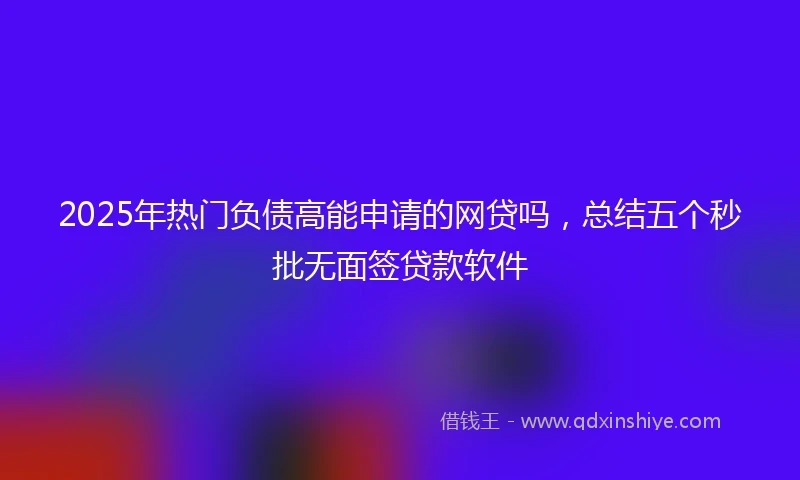 2025年热门负债高能申请的网贷吗，总结五个秒批无面签贷款软件