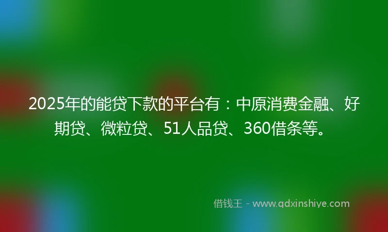 2025年的能贷下款的平台有：中原消费金融、好期贷、微粒贷、51人品贷、360借条等。