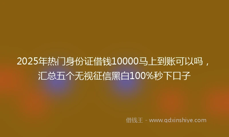 2025年热门身份证借钱10000马上到账可以吗，汇总五个无视征信黑白100%秒下口子