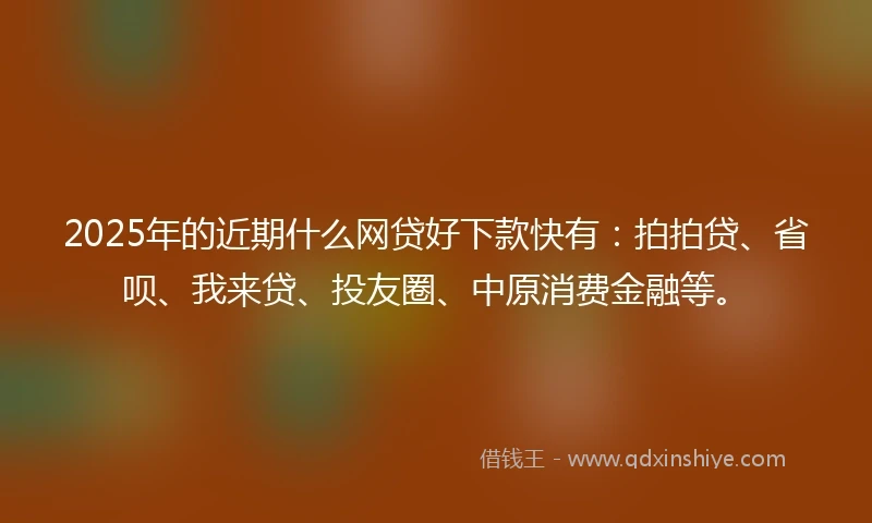 2025年的近期什么网贷好下款快有：拍拍贷、省呗、我来贷、投友圈、中原消费金融等。