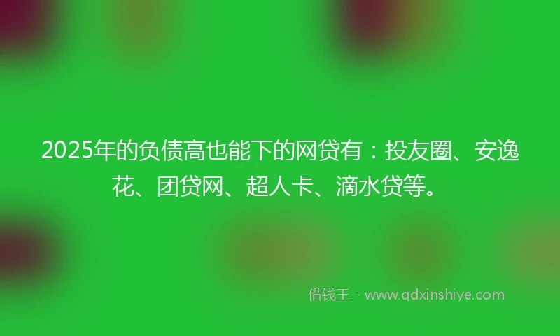 2025年的负债高也能下的网贷有：投友圈、安逸花、团贷网、超人卡、滴水贷等。