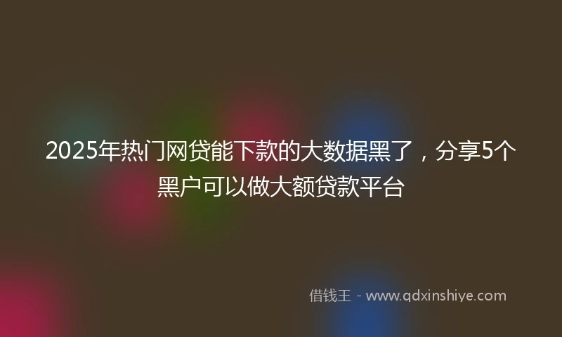 2025年热门网贷能下款的大数据黑了，分享5个黑户可以做大额贷款平台