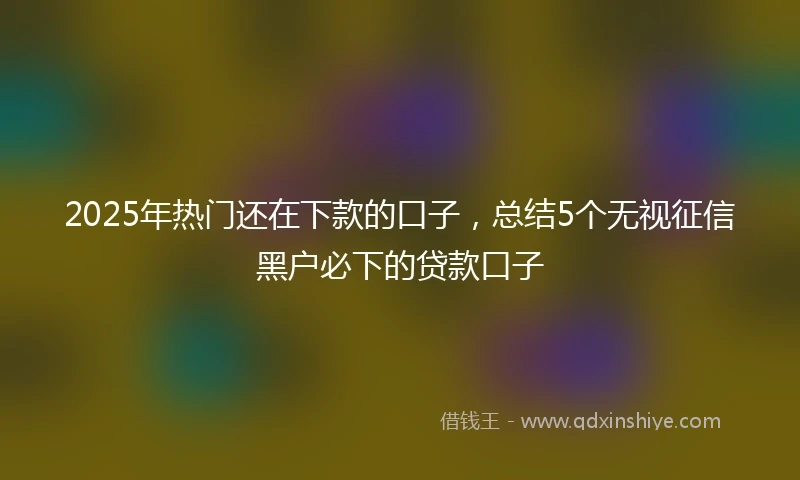 2025年热门还在下款的口子，总结5个无视征信黑户必下的贷款口子