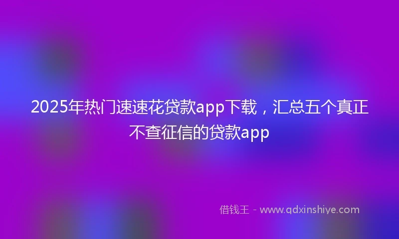 2025年热门速速花贷款app下载，汇总五个真正不查征信的贷款app