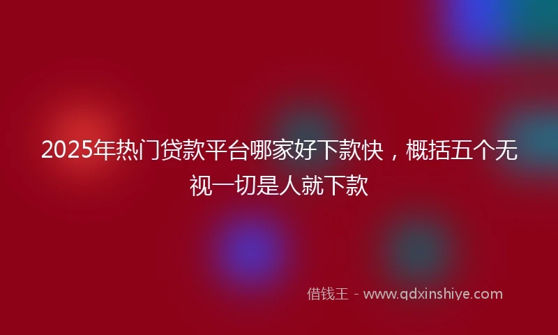 2025年热门贷款平台哪家好下款快，概括五个无视一切是人就下款