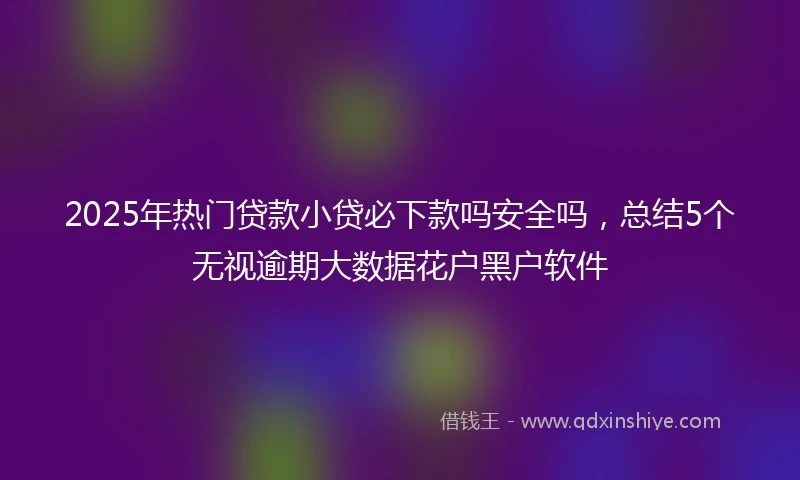 2025年热门贷款小贷必下款吗安全吗，总结5个无视逾期大数据花户黑户软件
