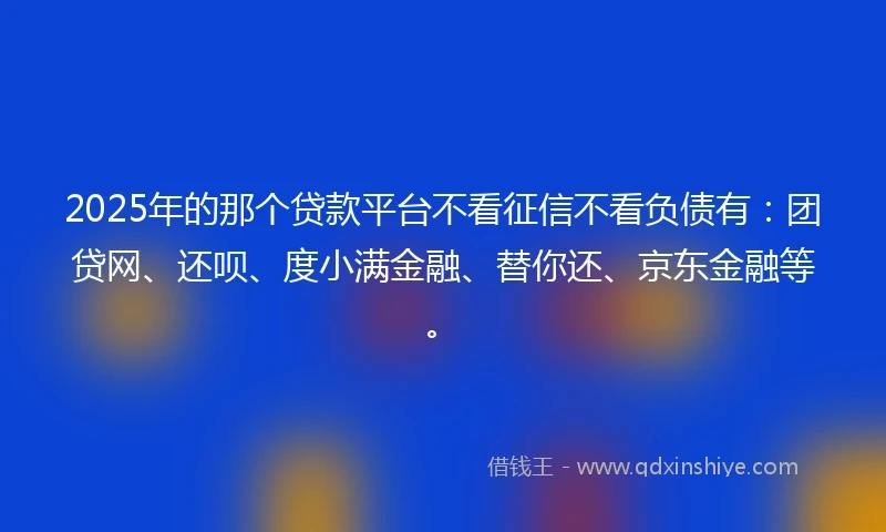 2025年的那个贷款平台不看征信不看负债有：团贷网、还呗、度小满金融、替你还、京东金融等。