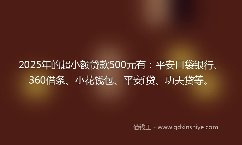 2025年的超小额贷款500元有：平安口袋银行、360借条、小花钱包、平安i贷、功夫贷等。