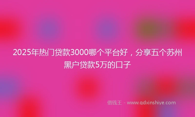2025年热门贷款3000哪个平台好，分享五个苏州黑户贷款5万的口子
