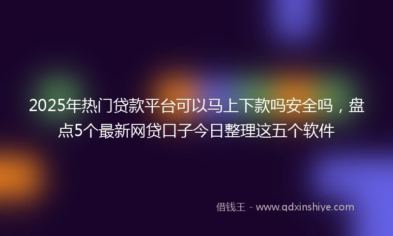 2025年热门贷款平台可以马上下款吗安全吗，盘点5个最新网贷口子今日整理这五个软件