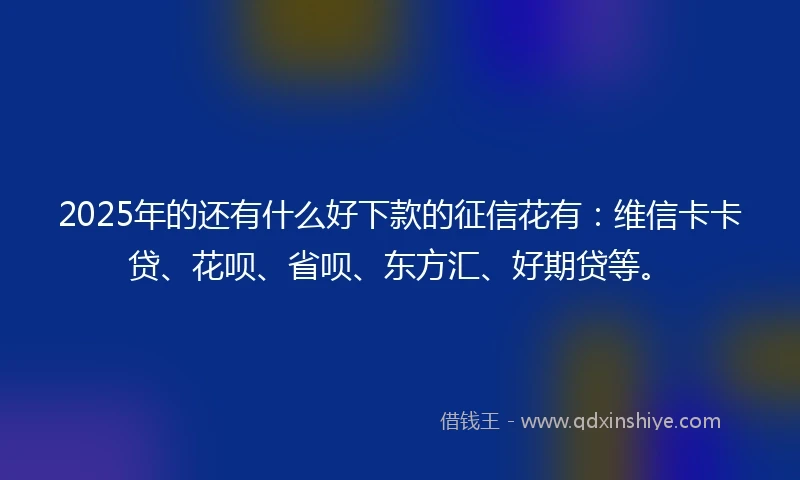 2025年的还有什么好下款的征信花有：维信卡卡贷、花呗、省呗、东方汇、好期贷等。