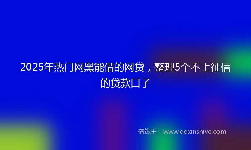 2025年热门网黑能借的网贷，整理5个不上征信的贷款口子