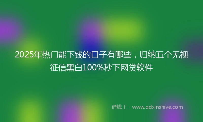 2025年热门能下钱的口子有哪些，归纳五个无视征信黑白100%秒下网贷软件