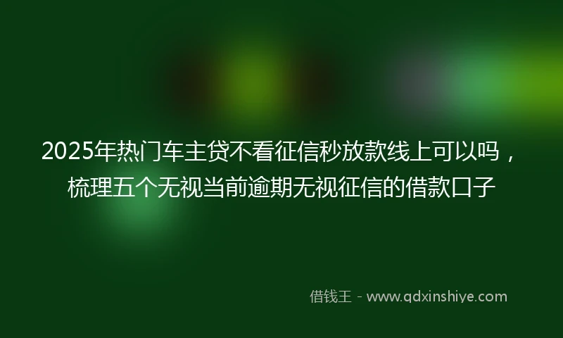 2025年热门车主贷不看征信秒放款线上可以吗，梳理五个无视当前逾期无视征信的借款口子