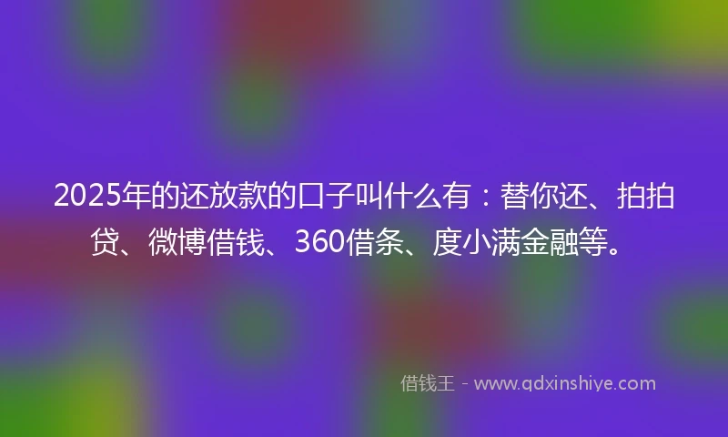 2025年的还放款的口子叫什么有：替你还、拍拍贷、微博借钱、360借条、度小满金融等。