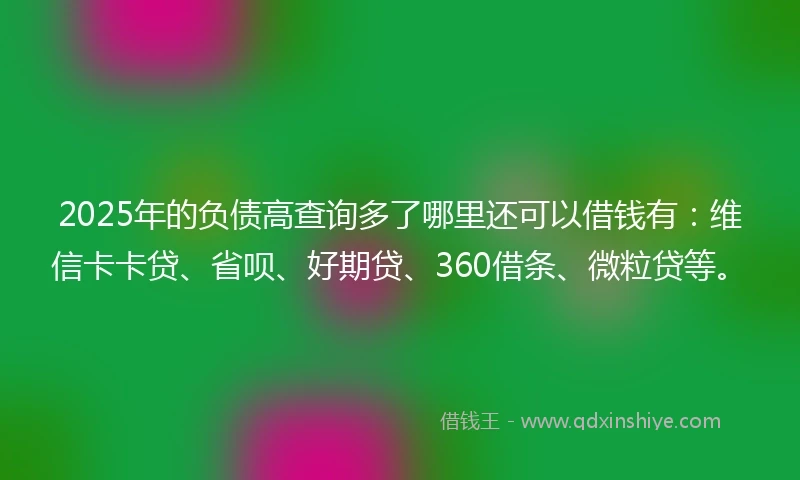 2025年的负债高查询多了哪里还可以借钱有：维信卡卡贷、省呗、好期贷、360借条、微粒贷等。