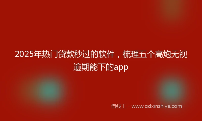 2025年热门贷款秒过的软件，梳理五个高炮无视逾期能下的app