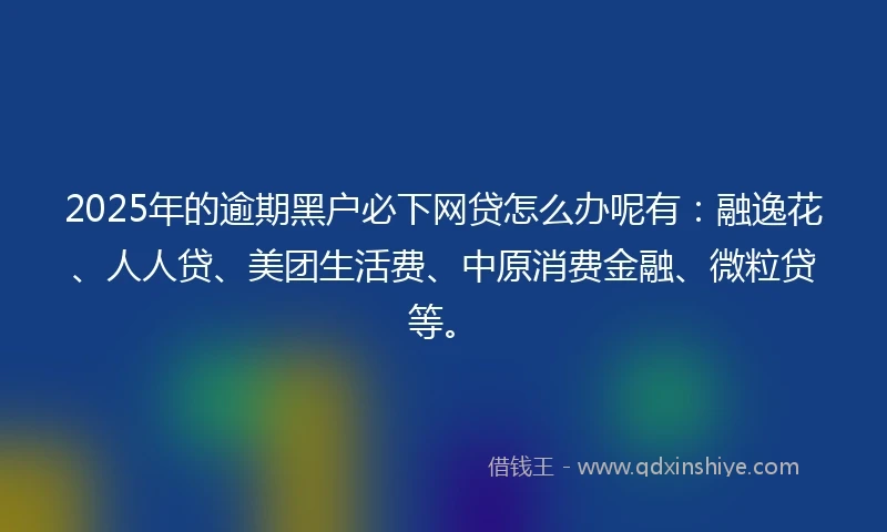 2025年的逾期黑户必下网贷怎么办呢有：融逸花、人人贷、美团生活费、中原消费金融、微粒贷等。