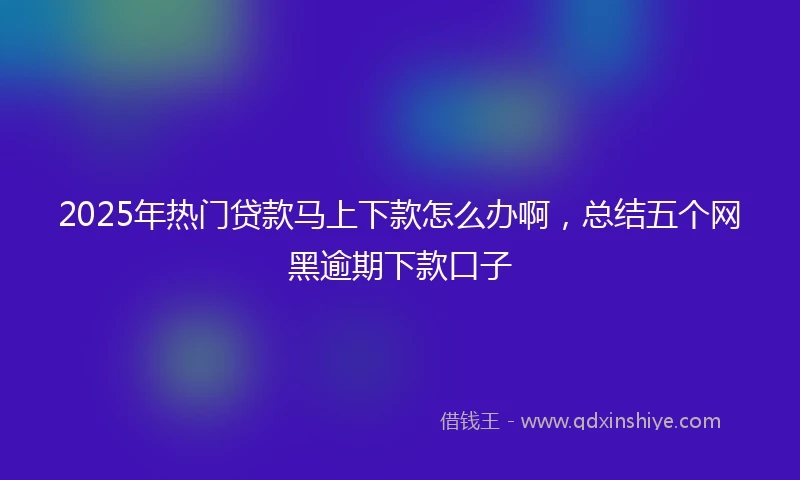 2025年热门贷款马上下款怎么办啊，总结五个网黑逾期下款口子