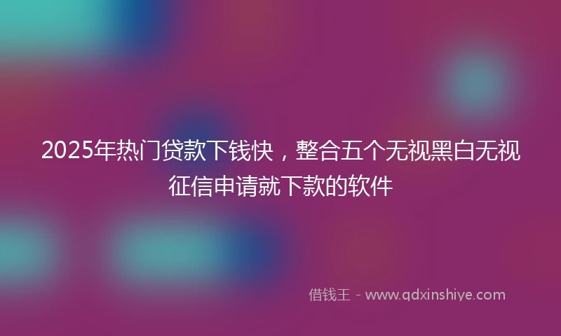 2025年热门贷款下钱快，整合五个无视黑白无视征信申请就下款的软件