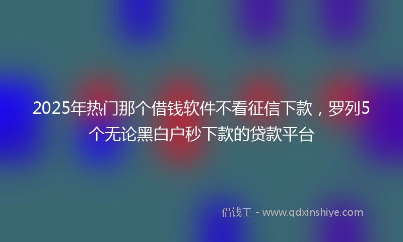 2025年热门那个借钱软件不看征信下款，罗列5个无论黑白户秒下款的贷款平台