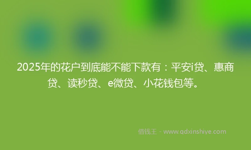 2025年的花户到底能不能下款有：平安i贷、惠商贷、读秒贷、e微贷、小花钱包等。